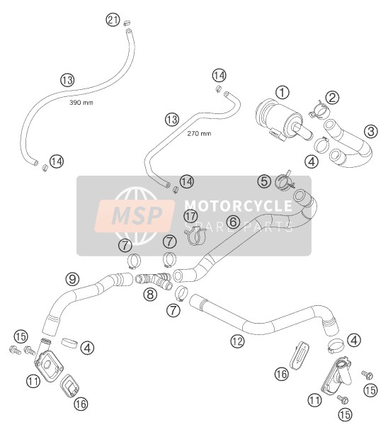 KTM 950 SUPERMOTO ORANGE Europe 2007 Secondary Air System SAS for a 2007 KTM 950 SUPERMOTO ORANGE Europe