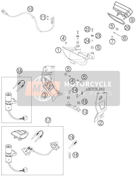 KTM 950 SUPERMOTO R Europe 2007 Instruments / Lock System for a 2007 KTM 950 SUPERMOTO R Europe