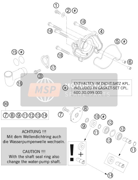 KTM 950 SUPERMOTO R AU, GB 2007 Water Pump for a 2007 KTM 950 SUPERMOTO R AU, GB