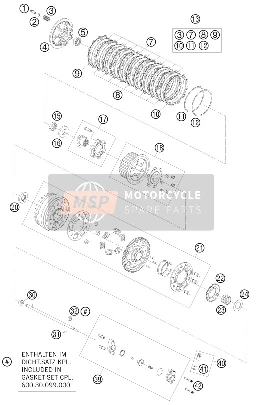 KTM 950 SUPERMOTO R USA 2008 Frizione per un 2008 KTM 950 SUPERMOTO R USA