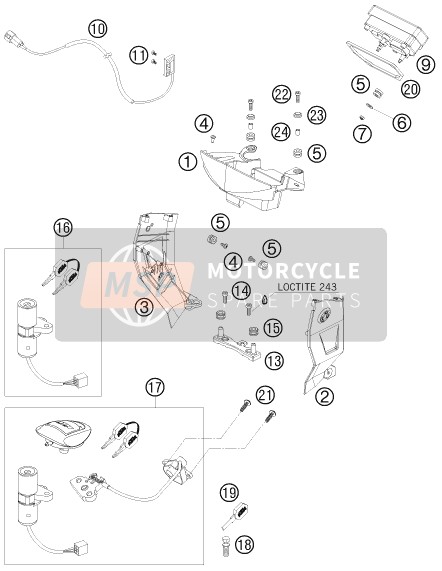 KTM 950 SUPERMOTO R Europe 2008 Instruments / Lock System for a 2008 KTM 950 SUPERMOTO R Europe