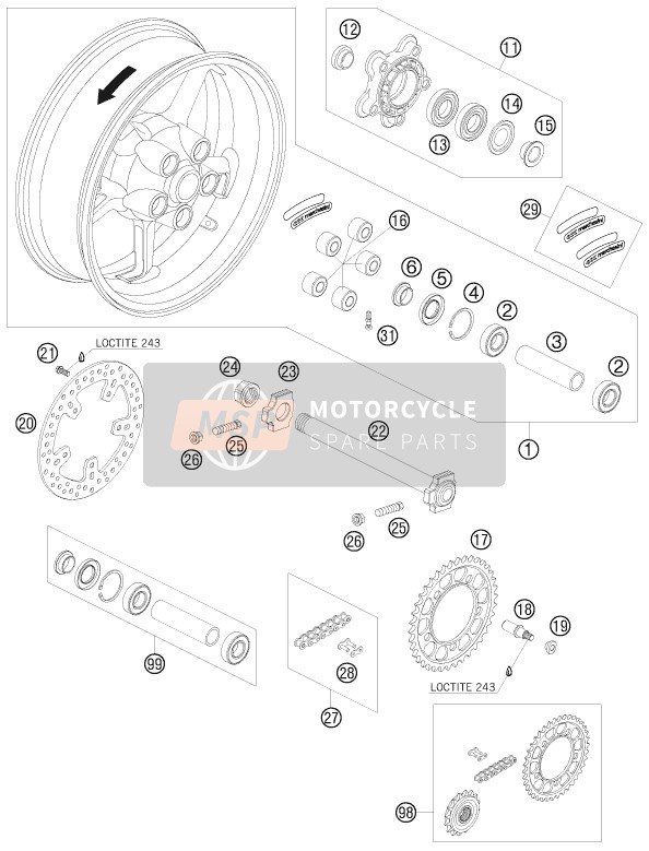 60010365118, Chain 525 Incl. Master Link, KTM, 2