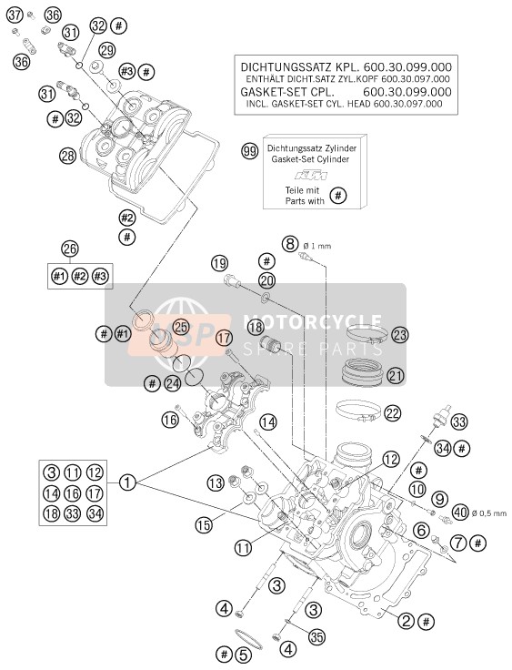 KTM 990 ADV.-R SPEC.EDIT. Brazil 2011 Testa cilindro anteriore per un 2011 KTM 990 ADV.-R SPEC.EDIT. Brazil