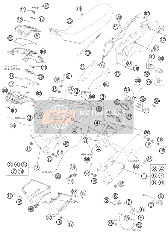 6010804100033D, Side Cover L/s Rear Black   09, KTM, 0