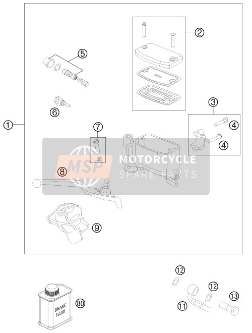 KTM 990 ADV. ORANGE ABS SPEC.EDIT Brazil 2011 Front Brake Control for a 2011 KTM 990 ADV. ORANGE ABS SPEC.EDIT Brazil