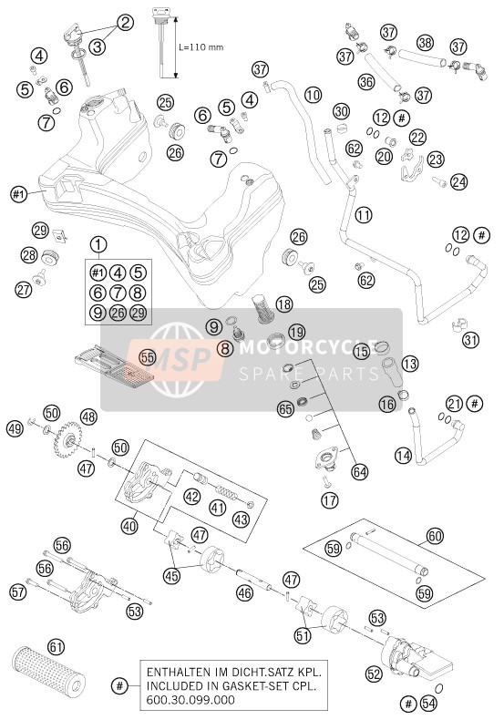 KTM 990 ADV. ORANGE ABS SPEC.EDIT Brazil 2011 Sistema de lubricación para un 2011 KTM 990 ADV. ORANGE ABS SPEC.EDIT Brazil