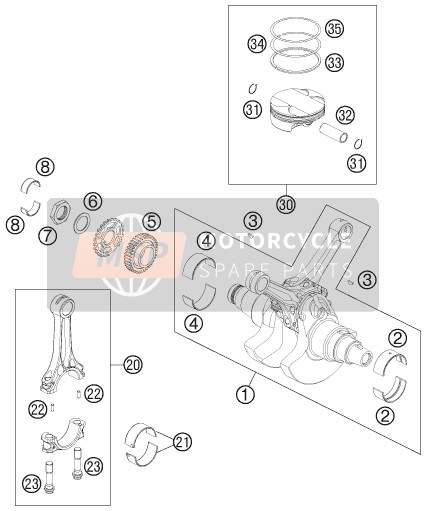 KTM 990 ADVENTURE BAJA USA 2013 Crankshaft, Piston for a 2013 KTM 990 ADVENTURE BAJA USA