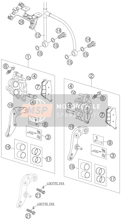 KTM 990 ADVENTURE BLACK ABS Europe 2006 Front Brake Caliper for a 2006 KTM 990 ADVENTURE BLACK ABS Europe