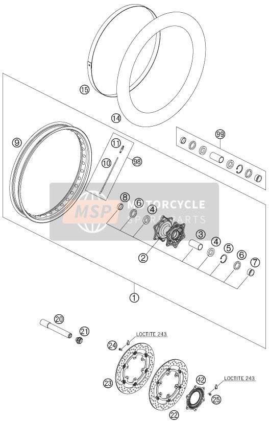 KTM 990 ADVENTURE BLACK ABS Europe 2006 Front Wheel for a 2006 KTM 990 ADVENTURE BLACK ABS Europe