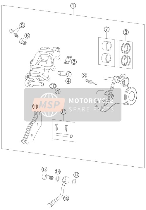 KTM 990 ADVENTURE BLACK ABS Europe 2006 Pinza de freno trasero para un 2006 KTM 990 ADVENTURE BLACK ABS Europe