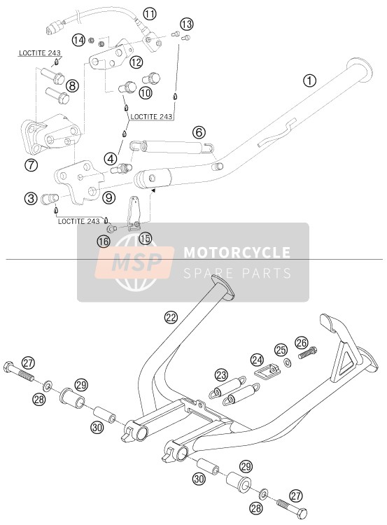 KTM 990 ADVENTURE BLACK ABS Europe 2007 Side / Centre Stand for a 2007 KTM 990 ADVENTURE BLACK ABS Europe