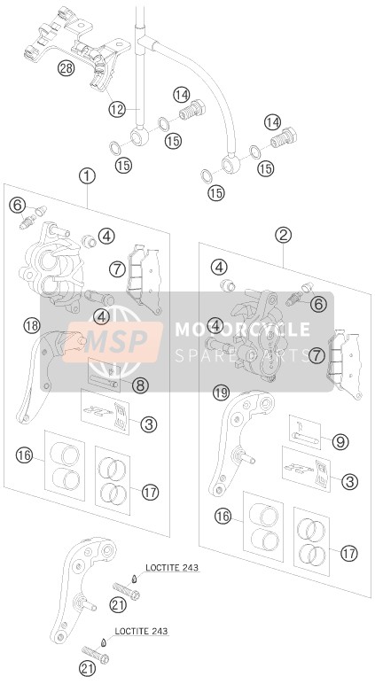 KTM 990 ADVENTURE BLACK ABS Europe 2008 Front Brake Caliper for a 2008 KTM 990 ADVENTURE BLACK ABS Europe