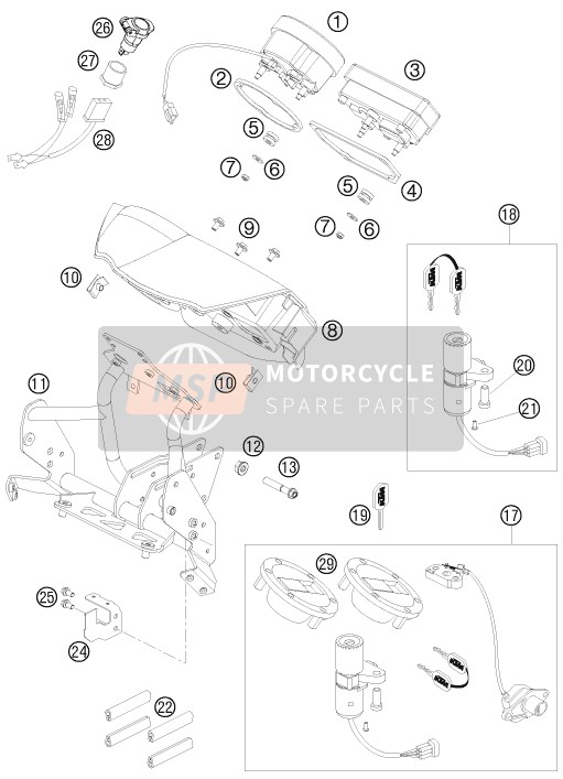 KTM 990 ADVENTURE BLACK ABS USA 2008 Instruments / Lock System for a 2008 KTM 990 ADVENTURE BLACK ABS USA