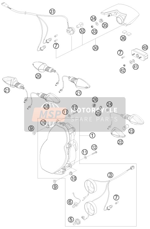 KTM 990 ADVENTURE BLACK ABS USA 2008 Système d'éclairage pour un 2008 KTM 990 ADVENTURE BLACK ABS USA