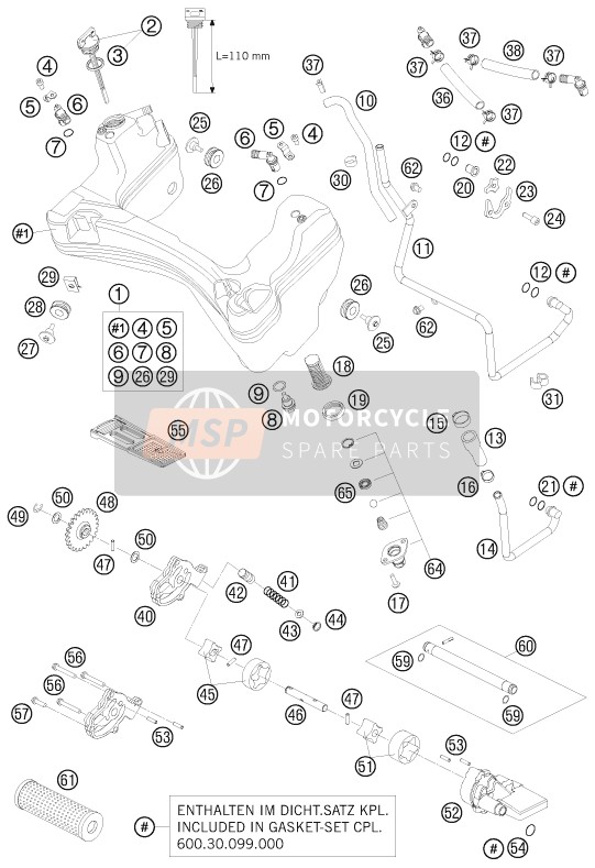 KTM 990 ADVENTURE BLACK ABS AU, GB 2008 Lubricating System for a 2008 KTM 990 ADVENTURE BLACK ABS AU, GB