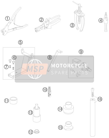 KTM 990 ADVENTURE BLACK ABS USA 2008 Outils spéciaux pour un 2008 KTM 990 ADVENTURE BLACK ABS USA