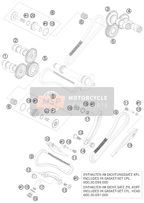 KTM 990 ADVENTURE BLACK ABS AU, GB 2008 Timing Drive for a 2008 KTM 990 ADVENTURE BLACK ABS AU, GB