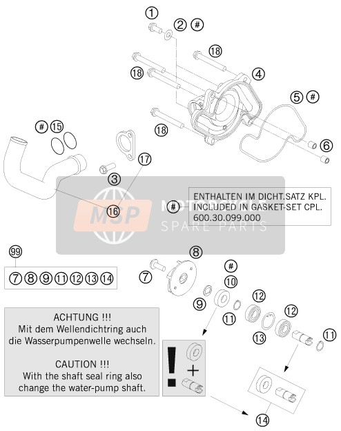 KTM 990 ADVENTURE BLACK ABS USA 2008 Water Pump for a 2008 KTM 990 ADVENTURE BLACK ABS USA