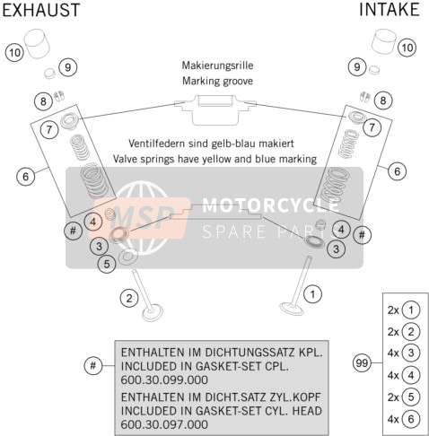 KTM 990 ADVENTURE BLUE ABS AU, GB 2012 Valve Drive for a 2012 KTM 990 ADVENTURE BLUE ABS AU, GB