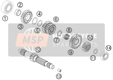 KTM 990 ADVENTURE DAKAR EDITION Europe 2011 Transmission I - Main Shaft for a 2011 KTM 990 ADVENTURE DAKAR EDITION Europe