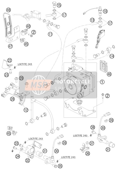 KTM 990 ADVENTURE LIM. EDIT. AU, GB 2010 Anti-Lock System ABS for a 2010 KTM 990 ADVENTURE LIM. EDIT. AU, GB