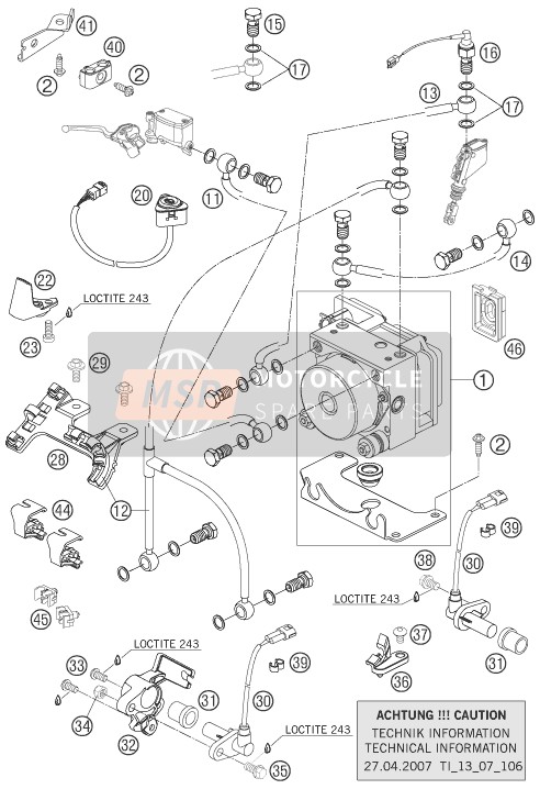 KTM 990 ADVENTURE ORANGE ABS Europe 2006 Anti-Lock System ABS for a 2006 KTM 990 ADVENTURE ORANGE ABS Europe