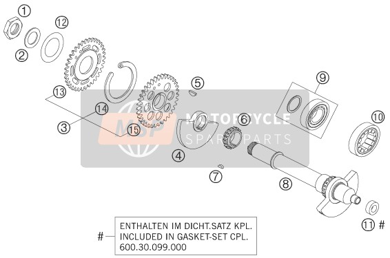 KTM 990 ADVENTURE ORANGE ABS AU, GB 2006 Balancer Shaft for a 2006 KTM 990 ADVENTURE ORANGE ABS AU, GB