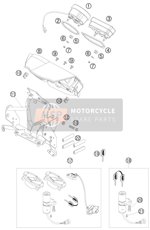 KTM 990 ADVENTURE ORANGE ABS Europe 2006 Instrumentos / Sistema de bloqueo para un 2006 KTM 990 ADVENTURE ORANGE ABS Europe