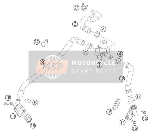 KTM 990 ADVENTURE ORANGE ABS Europe 2006 SEKUNDÄRLUFTSYSTEM SLS für ein 2006 KTM 990 ADVENTURE ORANGE ABS Europe