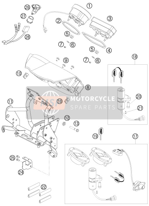 KTM 990 ADVENTURE ORANGE ABS USA 2007 Instruments / Système de verrouillage pour un 2007 KTM 990 ADVENTURE ORANGE ABS USA