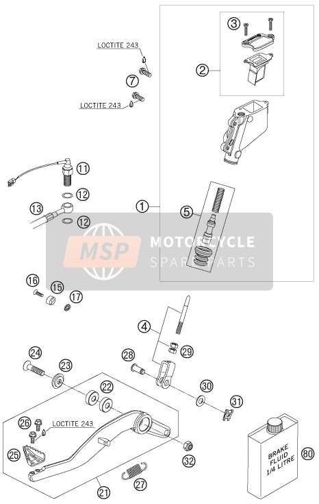 KTM 990 ADVENTURE ORANGE ABS USA 2007 Commande de frein arrière pour un 2007 KTM 990 ADVENTURE ORANGE ABS USA