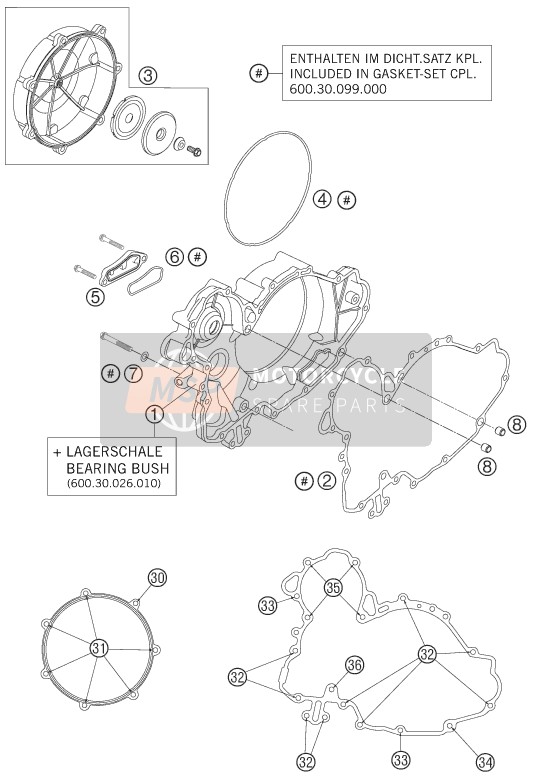 KTM 990 ADVENTURE ORANGE ABS Europe 2008 Clutch Cover for a 2008 KTM 990 ADVENTURE ORANGE ABS Europe