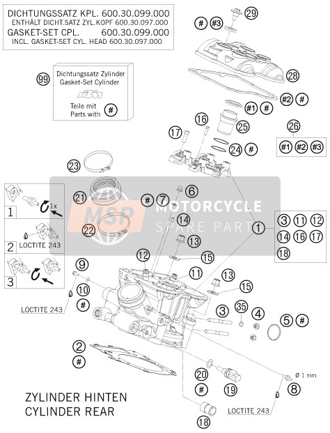 KTM 990 ADVENTURE ORANGE ABS USA 2008 Cylinder Head Rear for a 2008 KTM 990 ADVENTURE ORANGE ABS USA