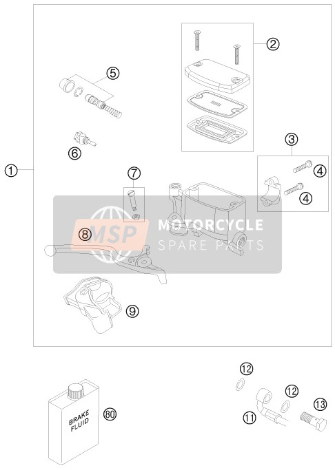KTM 990 ADVENTURE ORANGE ABS AU, GB 2008 Front Brake Control for a 2008 KTM 990 ADVENTURE ORANGE ABS AU, GB
