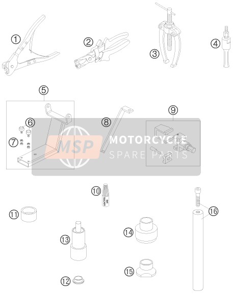 KTM 990 ADVENTURE ORANGE ABS AU, GB 2008 Special Tools for a 2008 KTM 990 ADVENTURE ORANGE ABS AU, GB