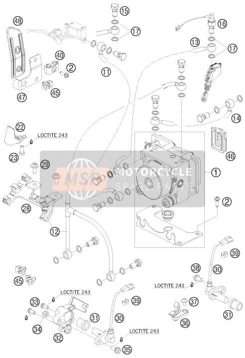 KTM 990 ADVENTURE ORANGE ABS AU, GB 2009 Anti-Lock System ABS for a 2009 KTM 990 ADVENTURE ORANGE ABS AU, GB