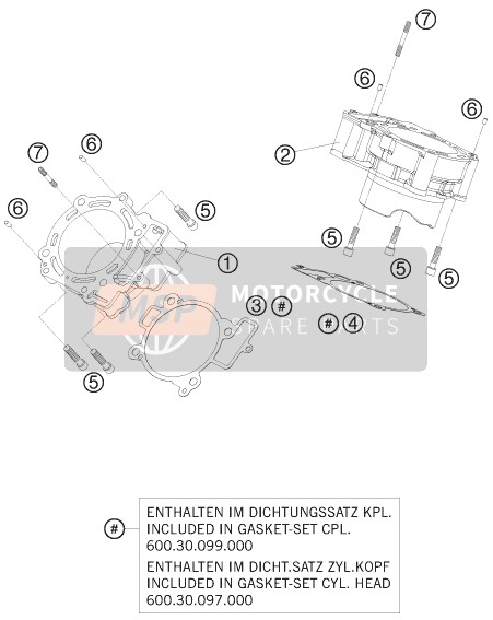 KTM 990 ADVENTURE ORANGE ABS AU, GB 2009 Cylinder for a 2009 KTM 990 ADVENTURE ORANGE ABS AU, GB