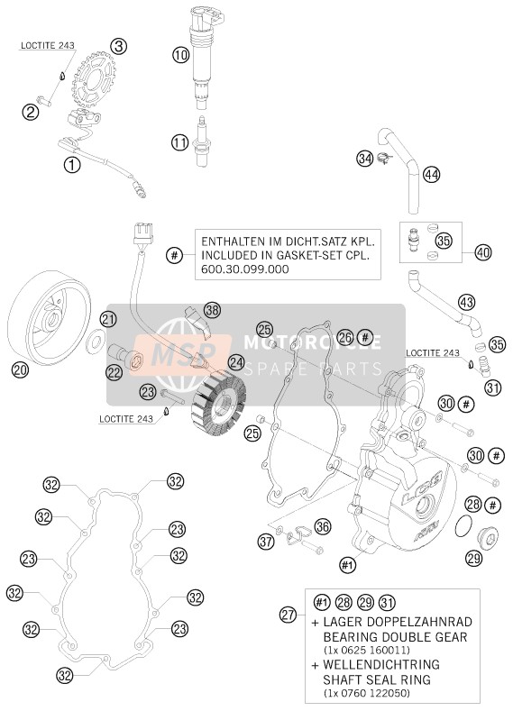 KTM 990 ADVENTURE ORANGE ABS AU, GB 2009 Système de mise à feu pour un 2009 KTM 990 ADVENTURE ORANGE ABS AU, GB