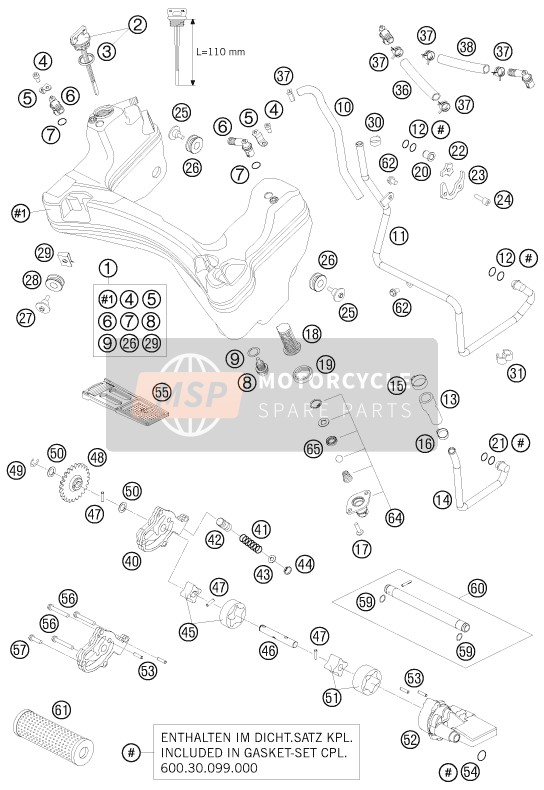KTM 990 ADVENTURE ORANGE ABS AU, GB 2009 Lubricating System for a 2009 KTM 990 ADVENTURE ORANGE ABS AU, GB