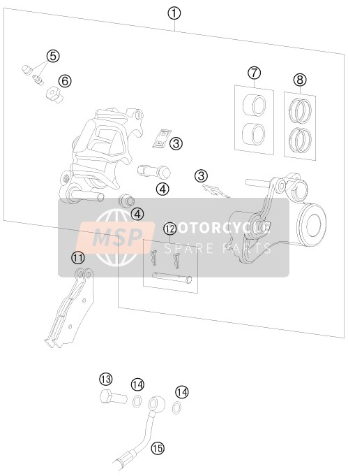 KTM 990 ADVENTURE ORANGE ABS AU, GB 2009 Étrier de frein arrière pour un 2009 KTM 990 ADVENTURE ORANGE ABS AU, GB