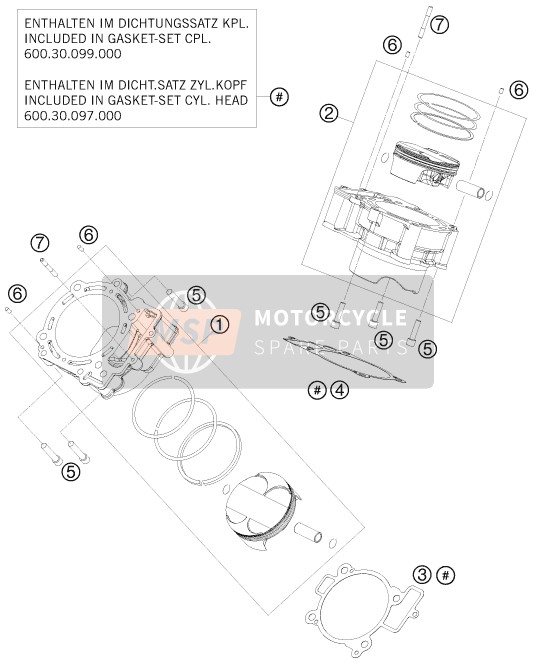 KTM 990 ADVENTURE ORANGE ABS AU, GB 2010 Cylinder for a 2010 KTM 990 ADVENTURE ORANGE ABS AU, GB