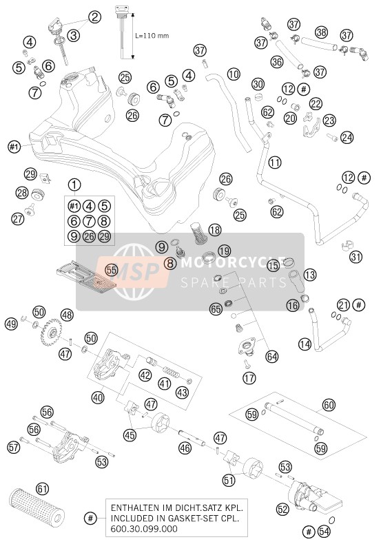 KTM 990 ADVENTURE ORANGE ABS AU, GB 2010 Lubricating System for a 2010 KTM 990 ADVENTURE ORANGE ABS AU, GB