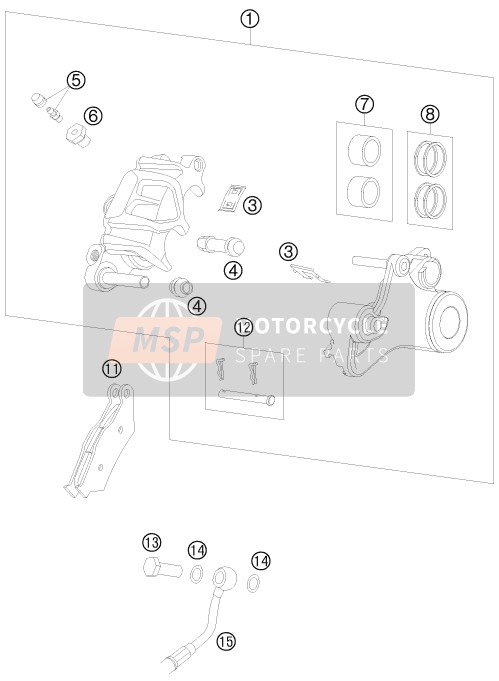 KTM 990 ADVENTURE ORANGE ABS USA 2010 Rear Brake Caliper for a 2010 KTM 990 ADVENTURE ORANGE ABS USA