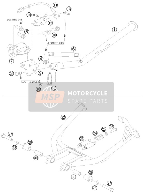 KTM 990 ADVENTURE ORANGE ABS Europe 2010 Side / Centre Stand for a 2010 KTM 990 ADVENTURE ORANGE ABS Europe