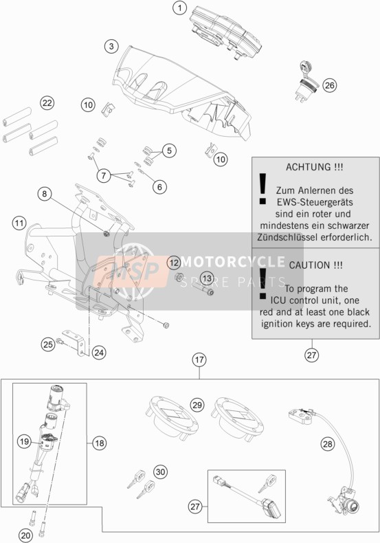 KTM 990 ADVENTURE ORANGE ABS AU, GB 2011 Instruments / Système de verrouillage pour un 2011 KTM 990 ADVENTURE ORANGE ABS AU, GB
