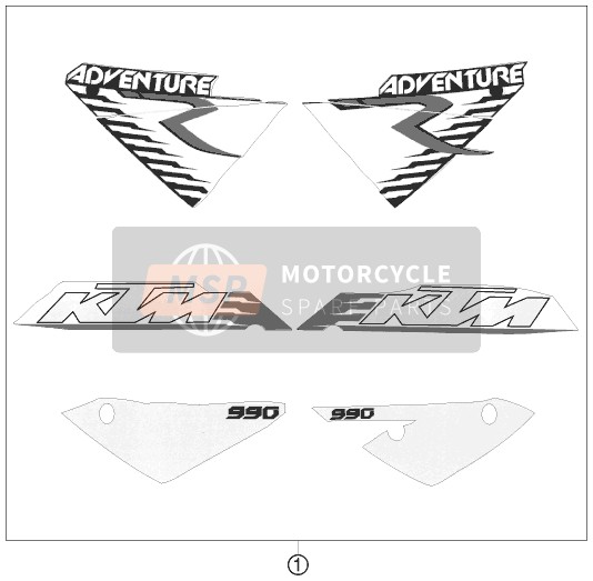 KTM 990 ADVENTURE R Europe 2009 Decal for a 2009 KTM 990 ADVENTURE R Europe