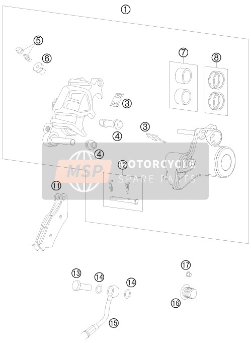 KTM 990 ADVENTURE R AU, GB 2009 Rear Brake Caliper for a 2009 KTM 990 ADVENTURE R AU, GB