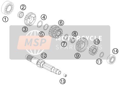 KTM 990 ADVENTURE R Europe 2010 Transmission I - Main Shaft for a 2010 KTM 990 ADVENTURE R Europe