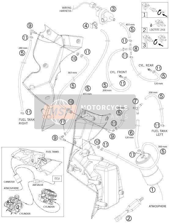 KTM 990 ADVENTURE R USA 2011 Cartouche évaporative pour un 2011 KTM 990 ADVENTURE R USA