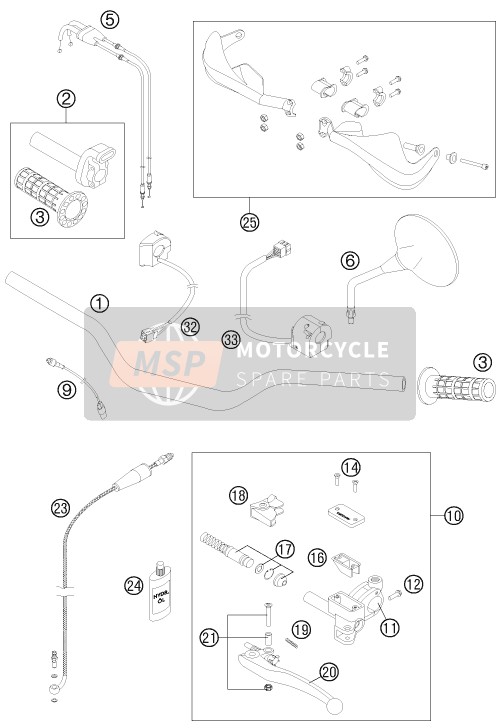 KTM 990 ADVENTURE R AU, GB 2011 Handlebar, Controls for a 2011 KTM 990 ADVENTURE R AU, GB